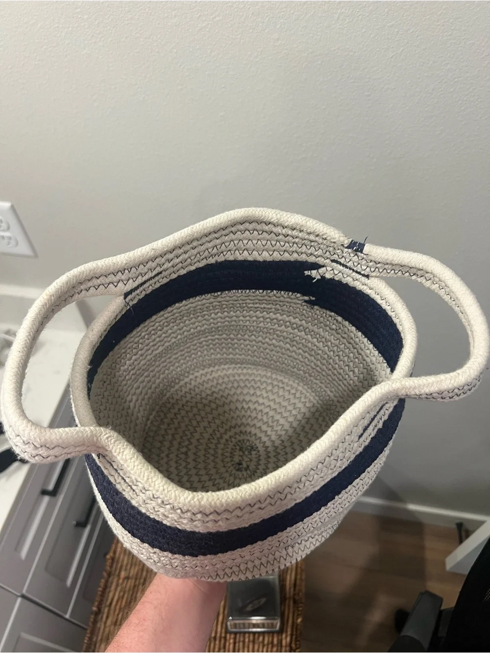 Woven Rope Storage Basket - Navy and Cream